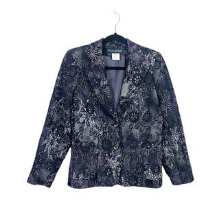 Harve Benard Career Work Purple Black Damask Blazer Jacket Size 4.